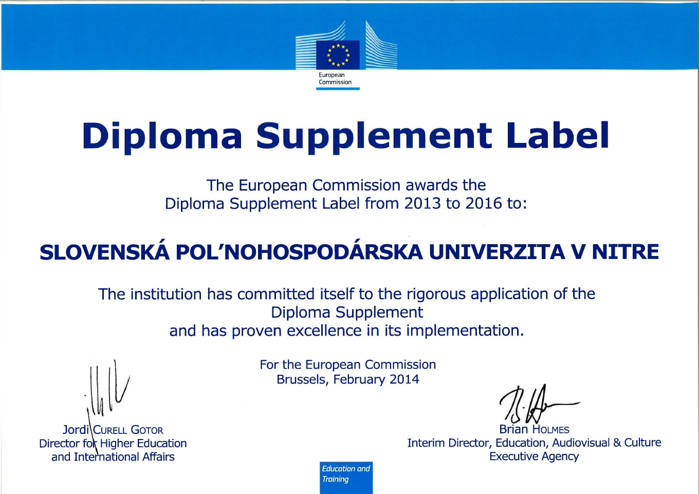 DS Label Certificate